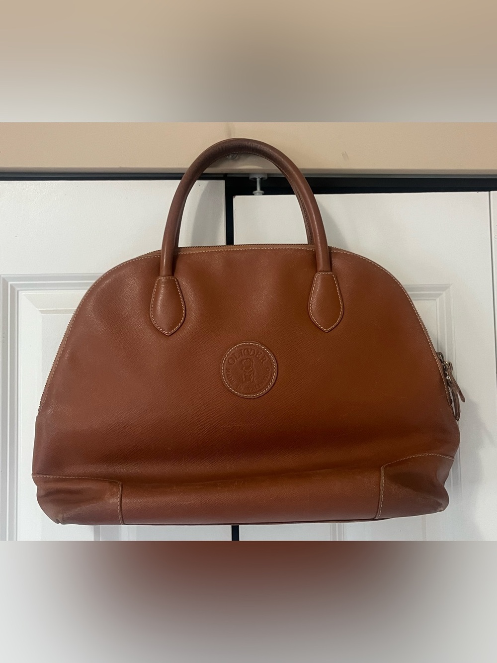 Vintage Oliver Brown Genuine Leather Satchel Handbag Purse 1990’s